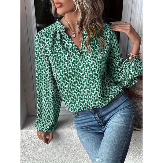 Blouse Col Fendu Manches Longues