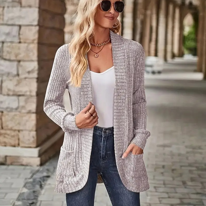 Cardigan Uni avec Poches