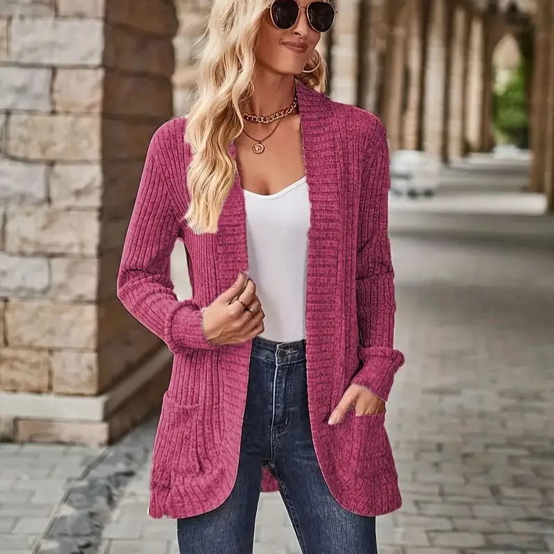 Cardigan Uni avec Poches